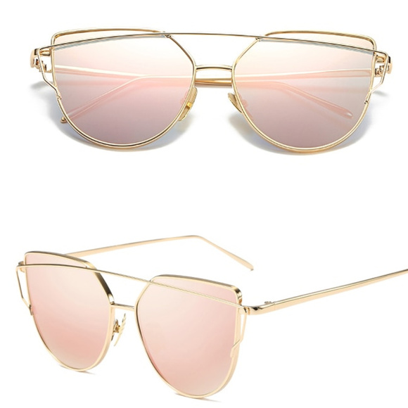 Cat Eye Oversized Mirrored Sunglasses Pink/Gold. - Picture 3 of 7